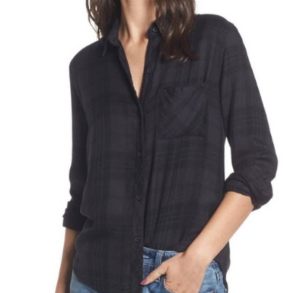 Rails Flannel Button Down X-Small Grey/ Black - image 1